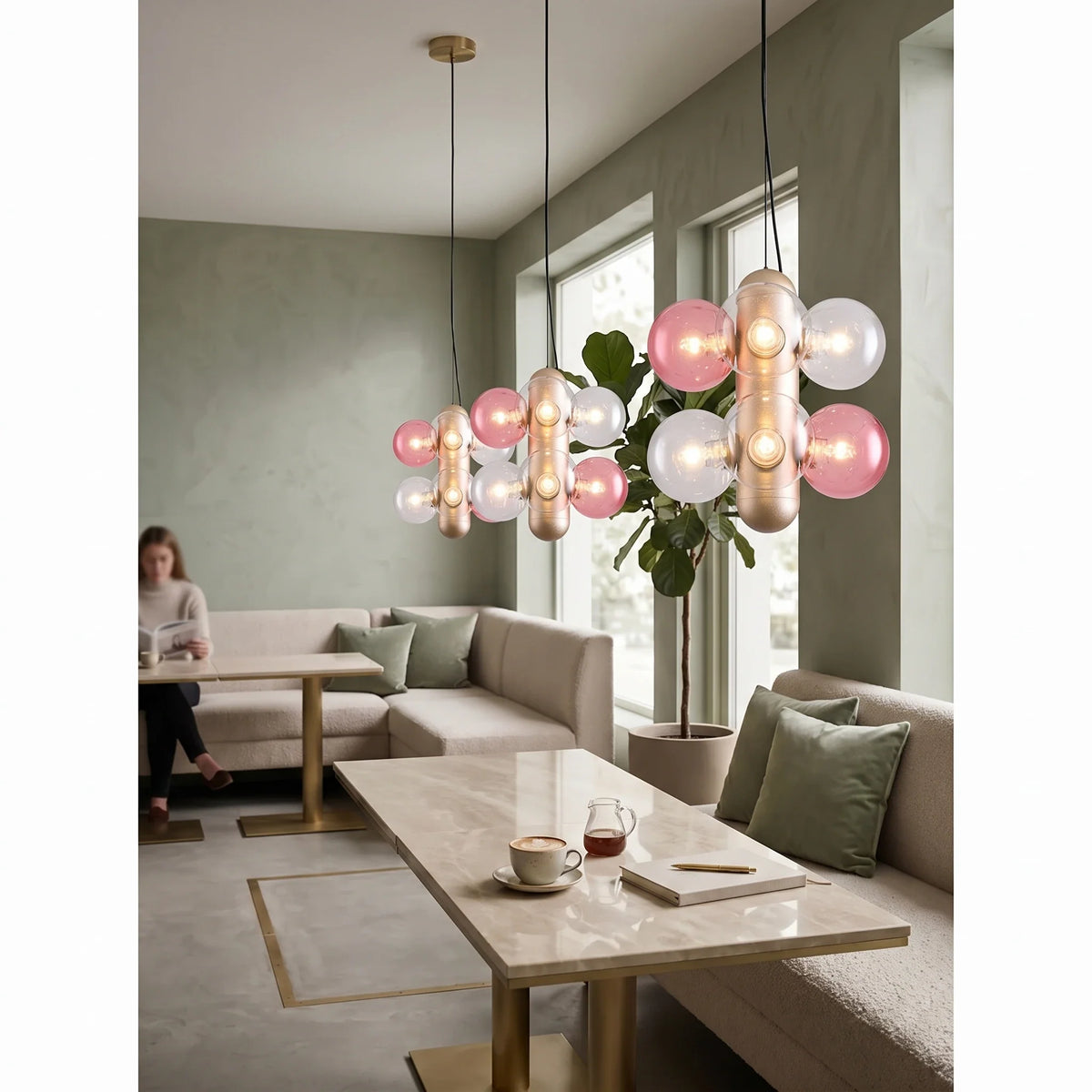 Modern Orb Chandelier in glass for Dining Room by AUVIELIGHT