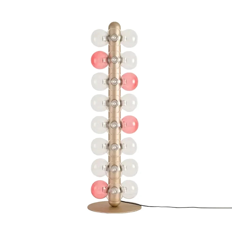 Modern Globe Column Floor Lamp for Living Room by AUVIELIGHT, W 35cm x H 120cm / W 13.7" x  H 47.2" / Pink & Clear / AU Plug and 3 other sizes