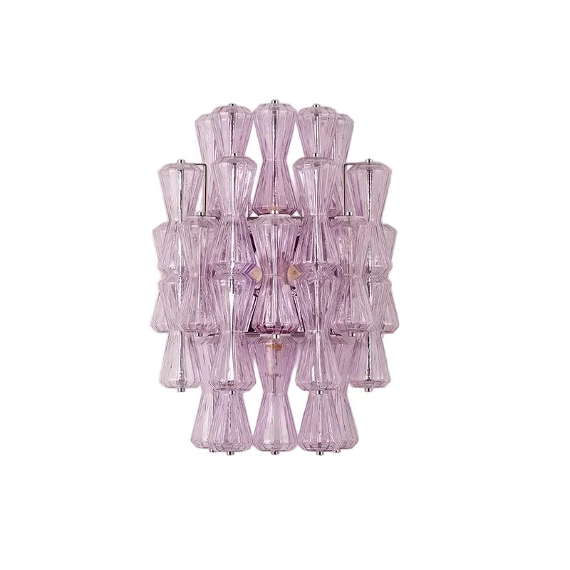 Modern Polyhedral Wall Sconce in lavender glass for Hallway by AUVIELIGHT