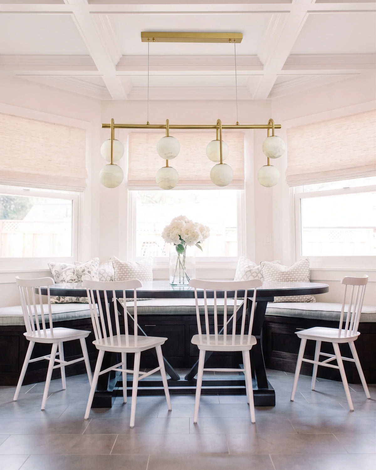 Modern Linear Globe Chandelier in alabaster for Dining Room by AUVIELIGHT