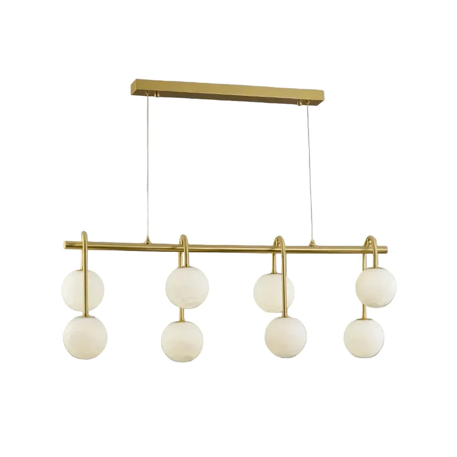 Modern Linear Globe Chandelier in alabaster for Dining Room by AUVIELIGHT