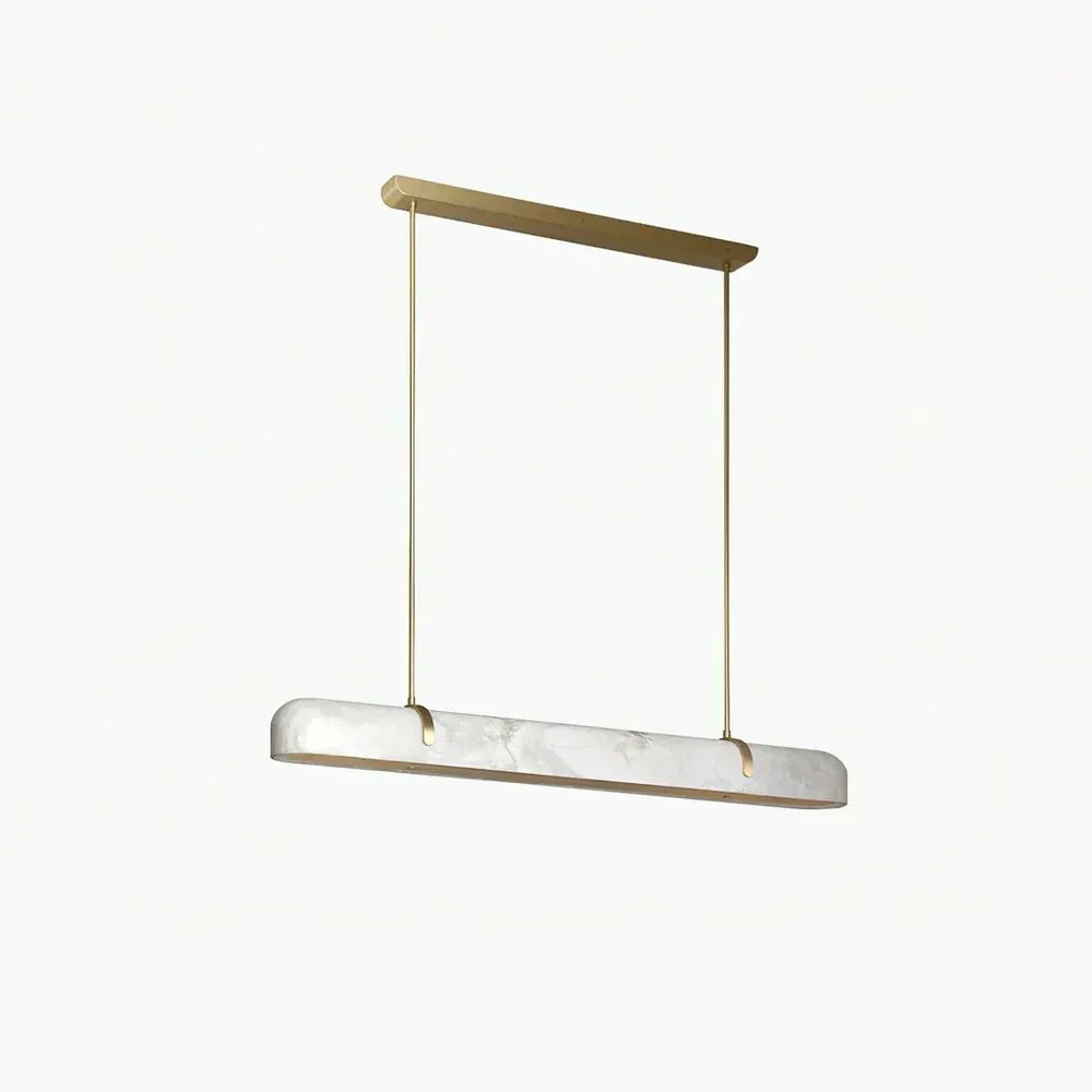 Modern Slim Linear Pendant Light in alabaster for Kitchen Island by AUVIELIGHT, L 120cm x W 9cm x H 9cm / L 47.2″ x W 3.5″ x H 3.5″ / Brass &