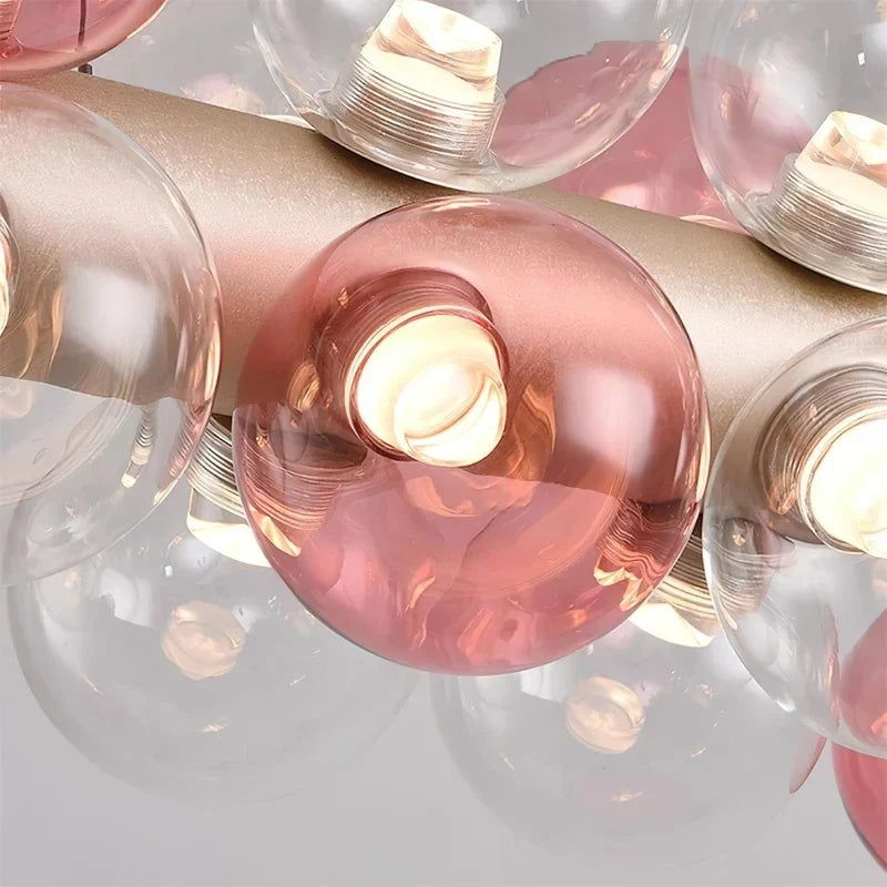 Modern Linear Globe Chandelier in glass for Dining Room by AUVIELIGHT