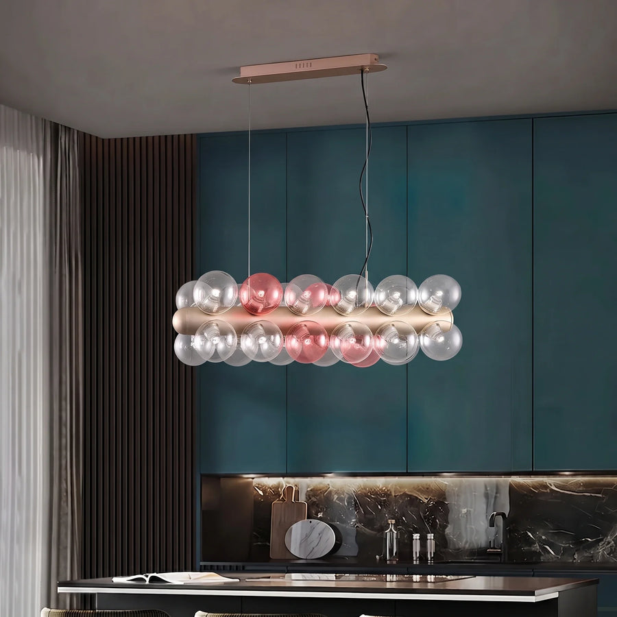 Modern Linear Globe Chandelier in glass for Dining Room by AUVIELIGHT