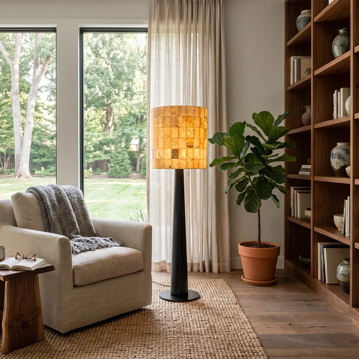 Mosaic Floor Lamp in stone for Living Room by AUVIELIGHT