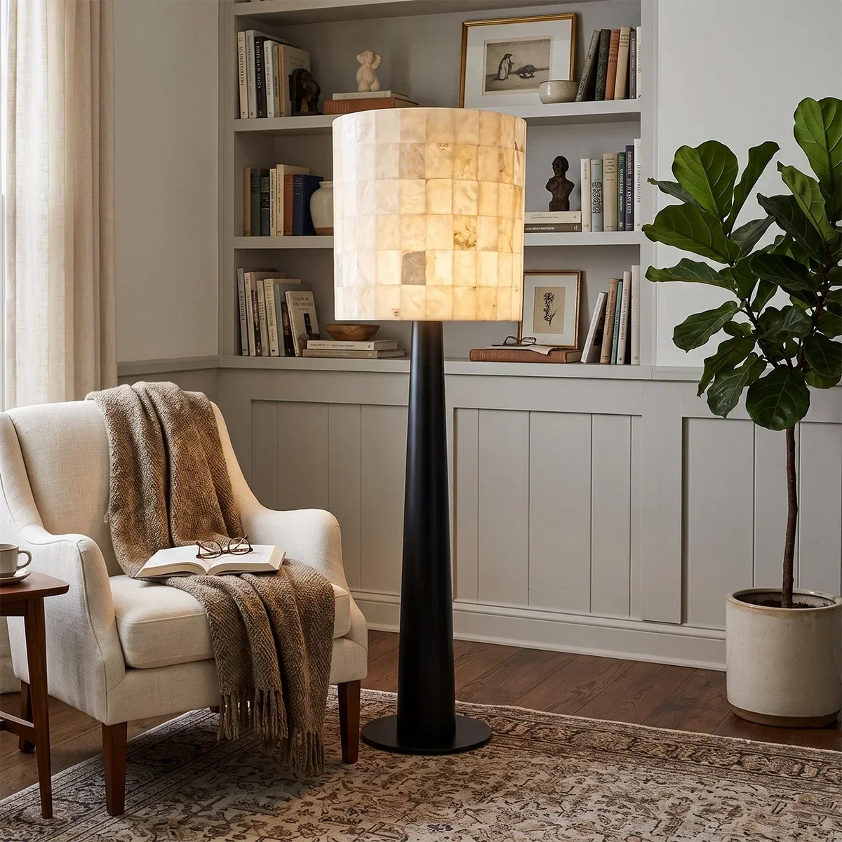 Mosaic Floor Lamp in stone for Living Room by AUVIELIGHT