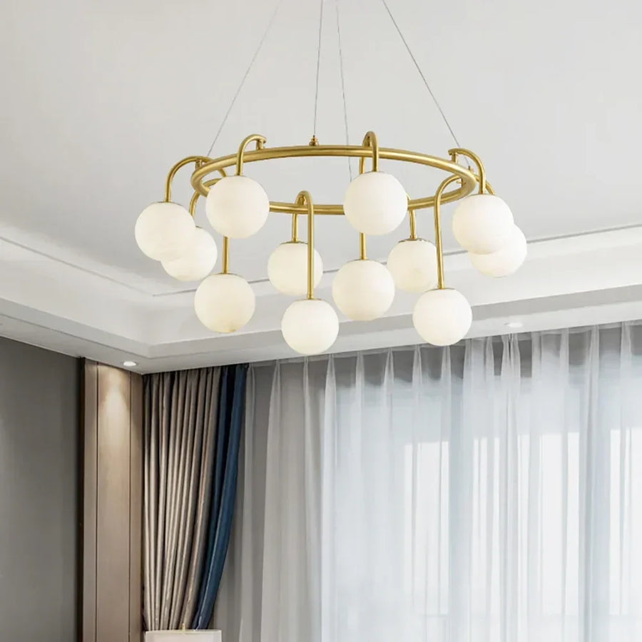 Modern Globe Chandelier in alabaster for Dining Room by AUVIELIGHT