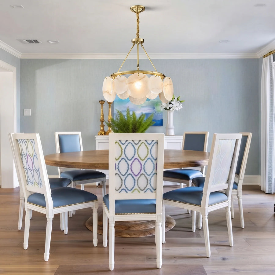 Modern Disc Chandelier in alabaster for Dining Room by AUVIELIGHT