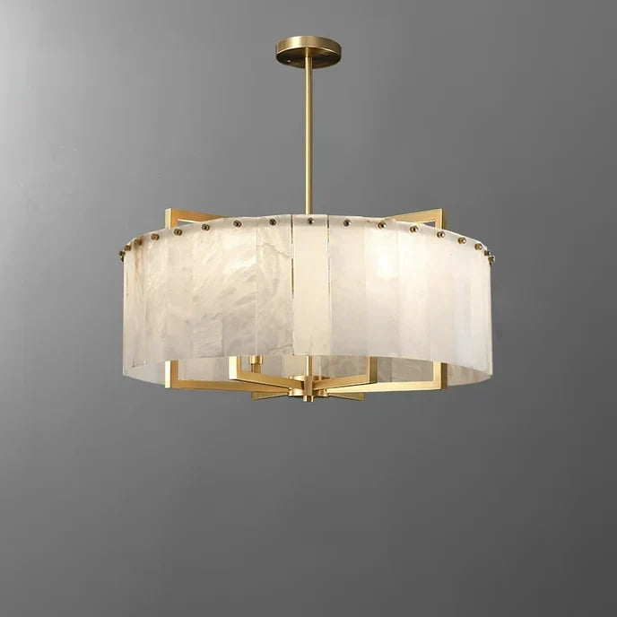 Modern Drum Chandelier in alabaster for Dining Room by AUVIELIGHT