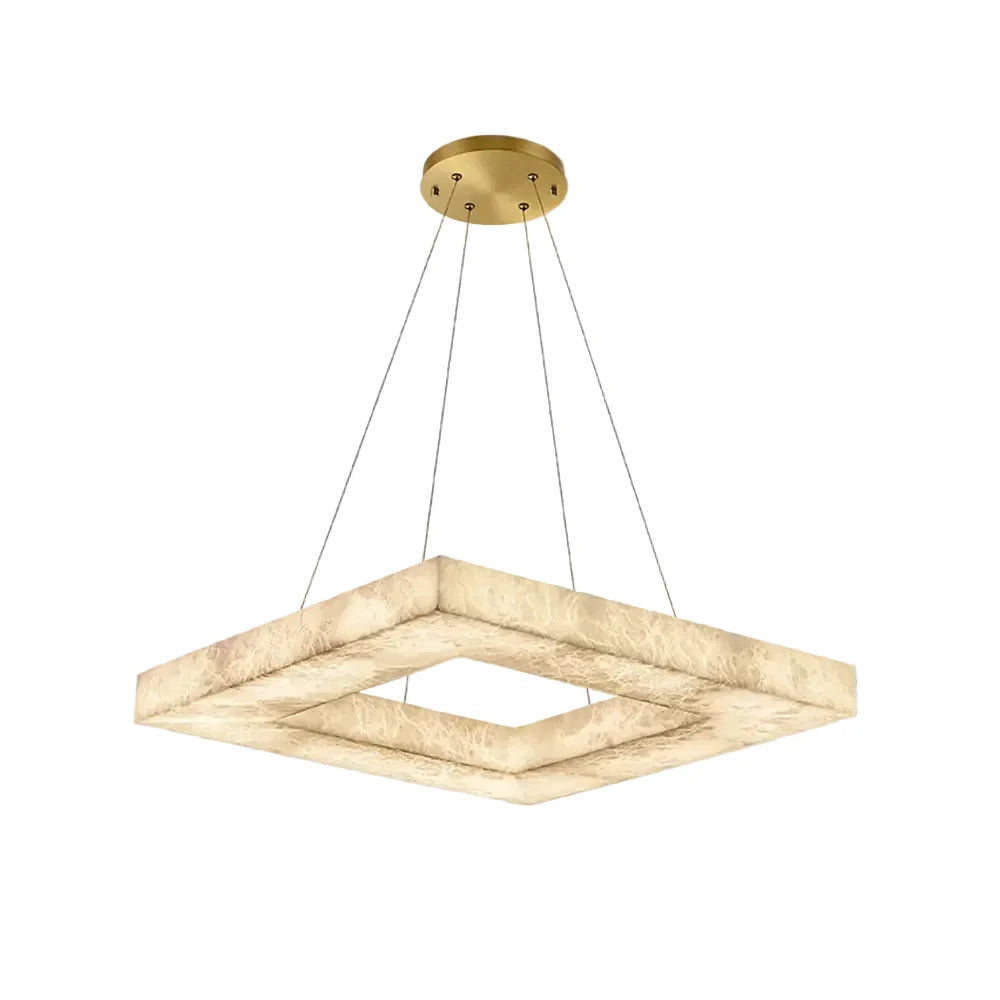 Modern Square Chandelier in alabaster for Dining Room by AUVIELIGHT
