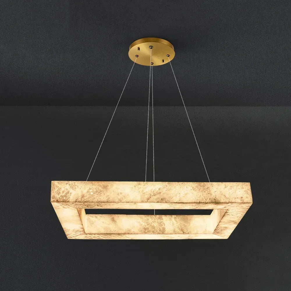 Modern Square Chandelier in alabaster for Dining Room by AUVIELIGHT