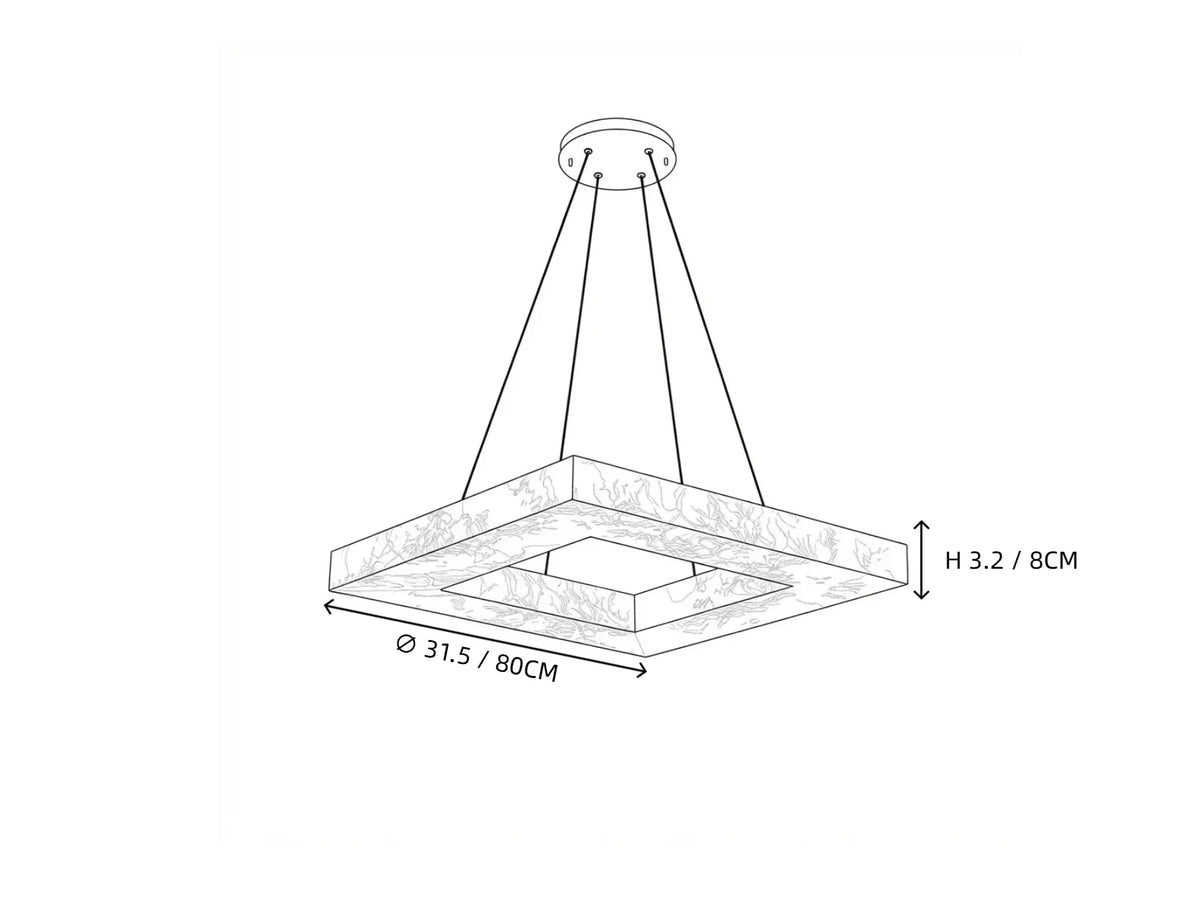 Modern Square Chandelier in alabaster for Dining Room by AUVIELIGHT