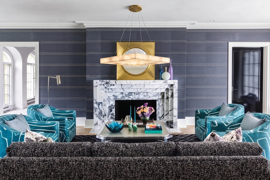 Modern Square Chandelier in alabaster for Dining Room by AUVIELIGHT