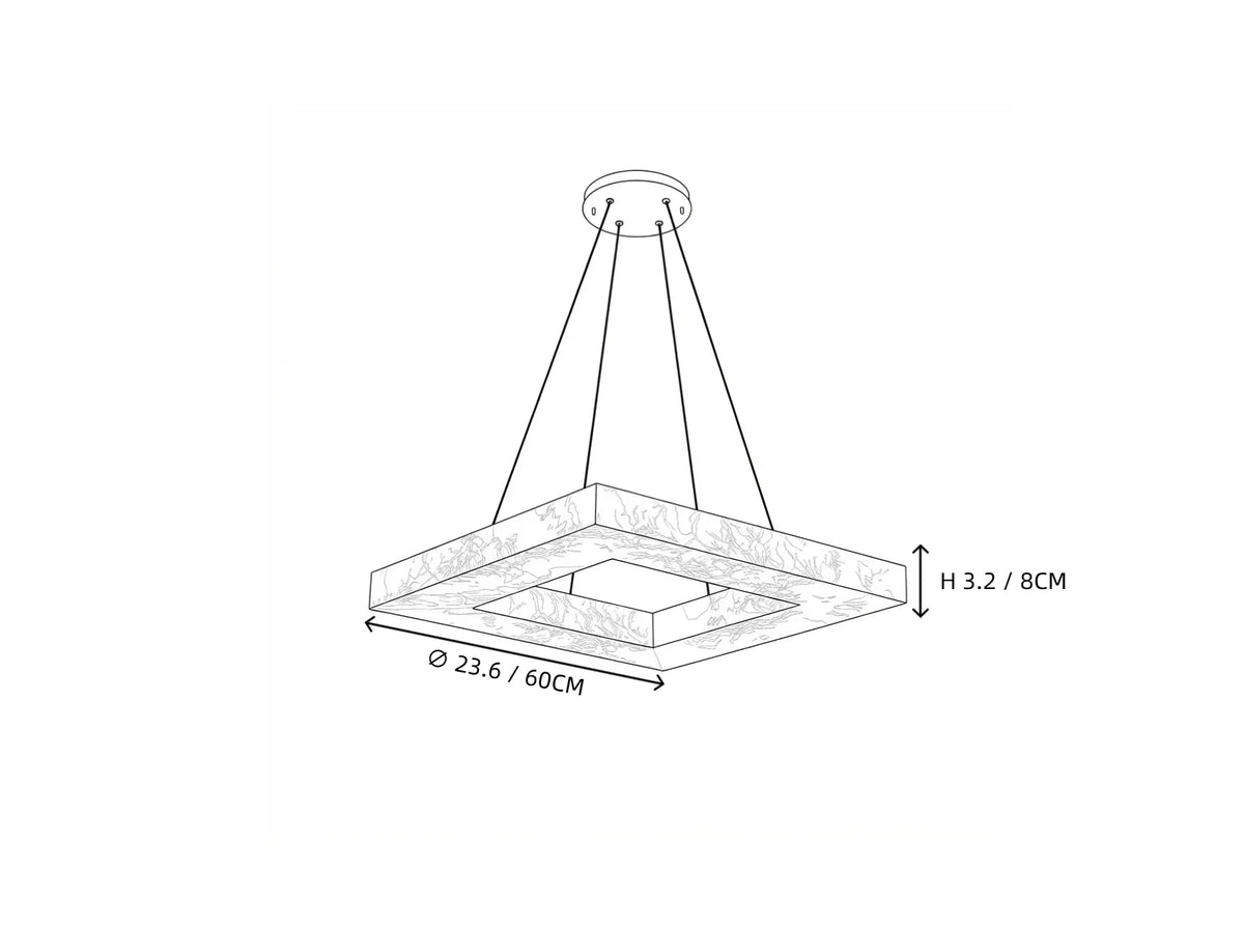 Modern Square Chandelier in alabaster for Dining Room by AUVIELIGHT