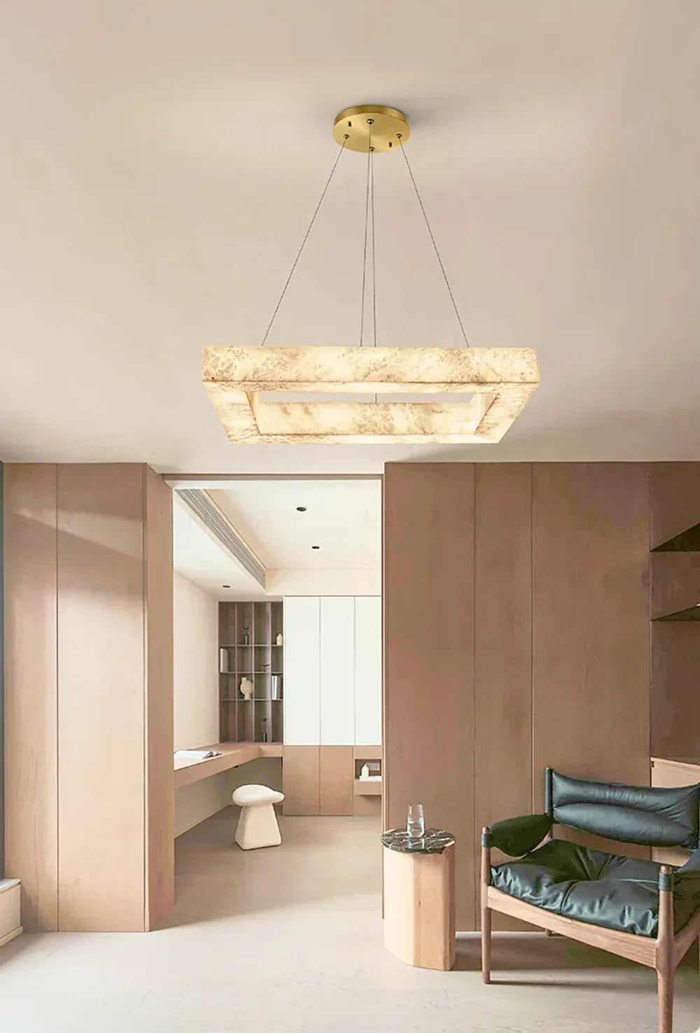 Modern Square Chandelier in alabaster for Dining Room by AUVIELIGHT