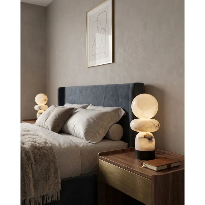 Stacked Table Lamp in alabaster for Living Room by AUVIELIGHT