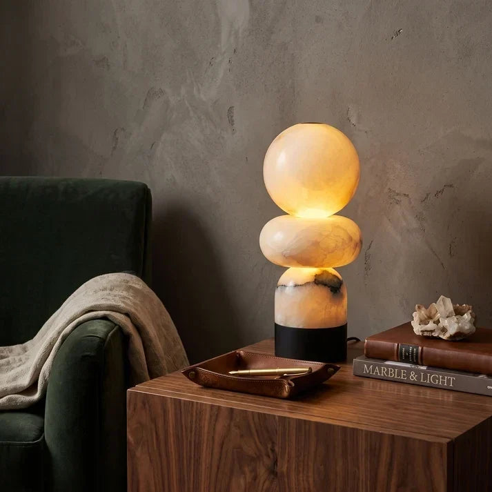 Stacked Table Lamp in alabaster for Living Room by AUVIELIGHT