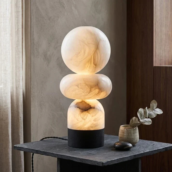 Stacked Table Lamp in alabaster for Living Room by AUVIELIGHT