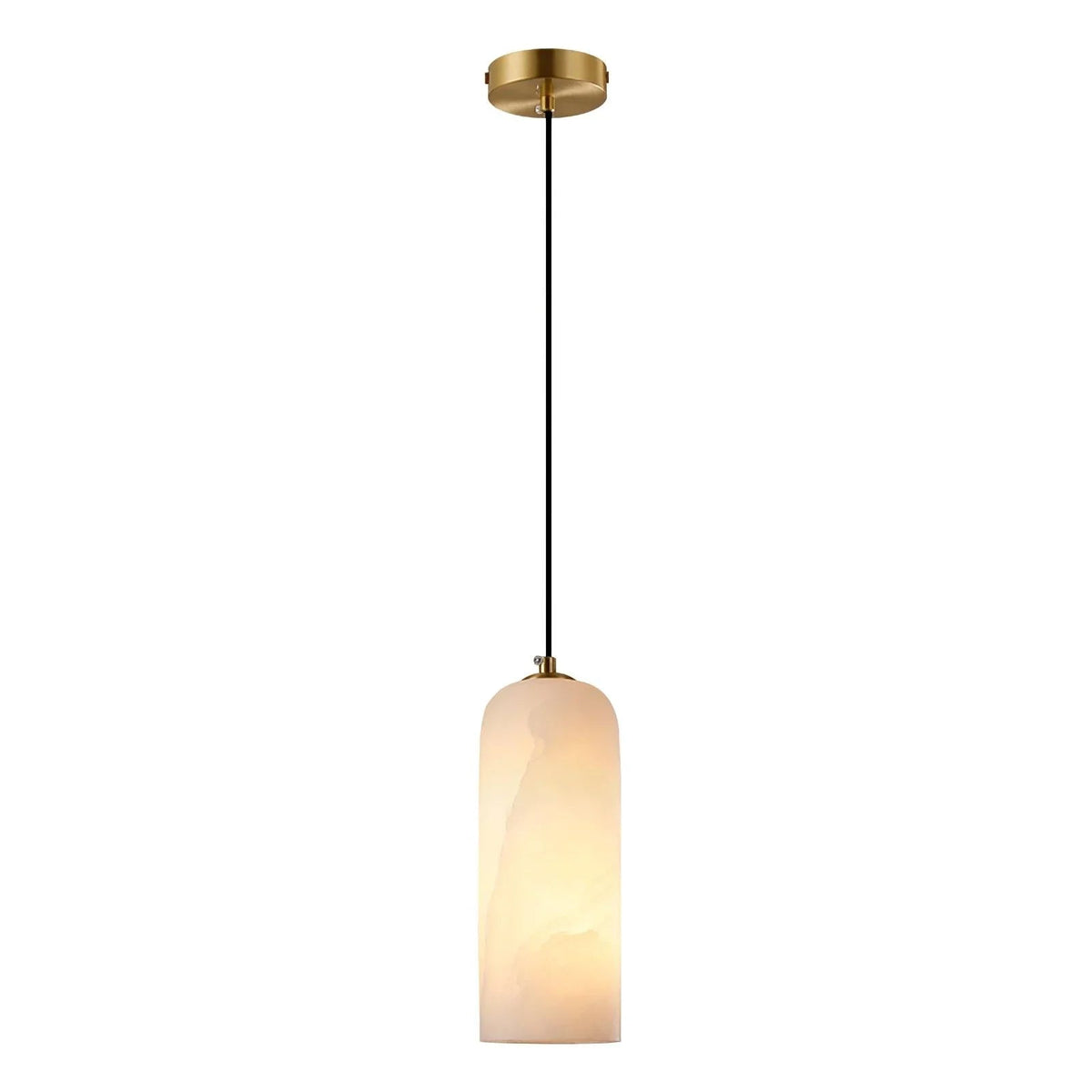 Monty Pendant Light in alabaster for Kitchen Island by AUVIELIGHT, Dia 10cm x H 25cm / ∅ 3.9″ x H 9.8″ / Gold & White