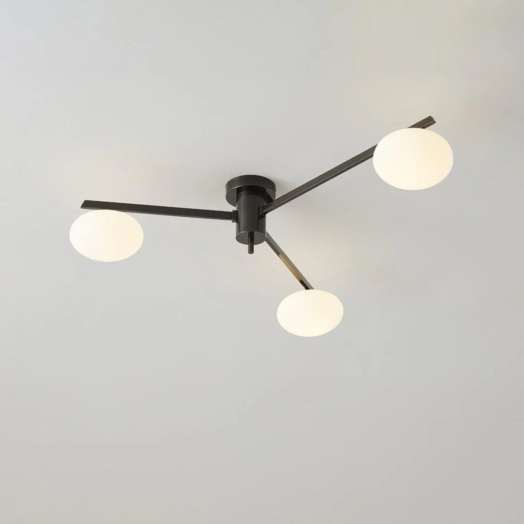 Modern Chandelier in brass for Dining Room by AUVIELIGHT, 3heads ∅ 33.5" x H 7.1" /  85cm x H 18cm / Black & White