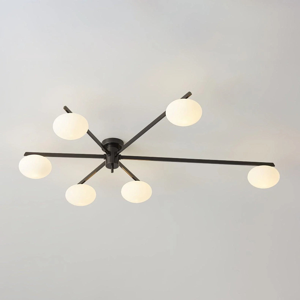 Modern Chandelier in brass for Dining Room by AUVIELIGHT, 6 heads ∅ 45.3"x H 7.1"/ 115cm x H 18cm / Black & White