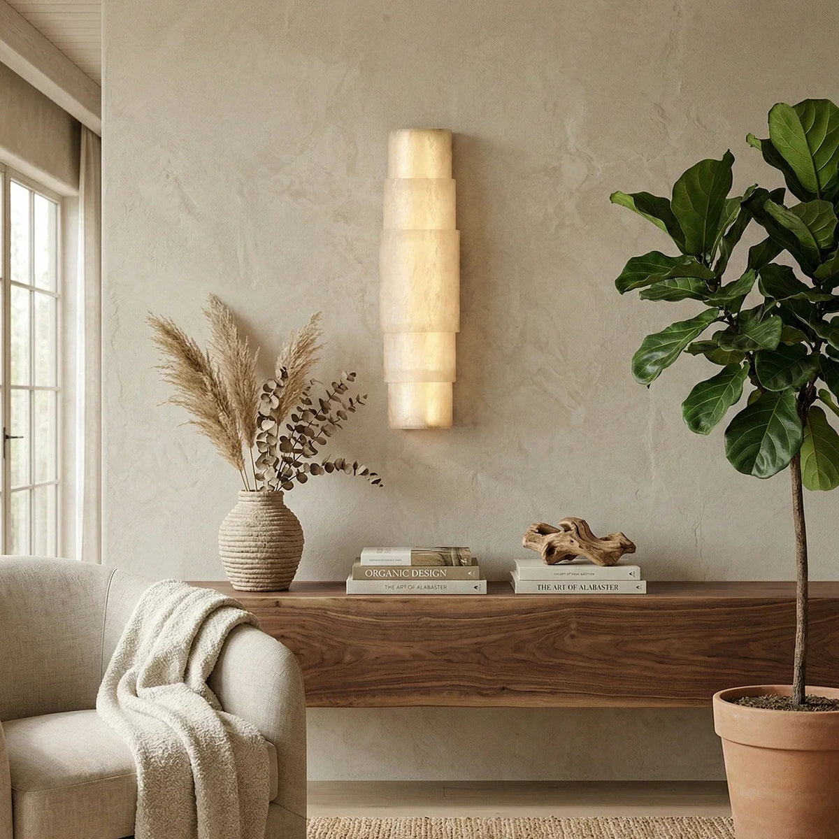 Layer Stacked Wall Light in alabaster for Hallway by AUVIELIGHT