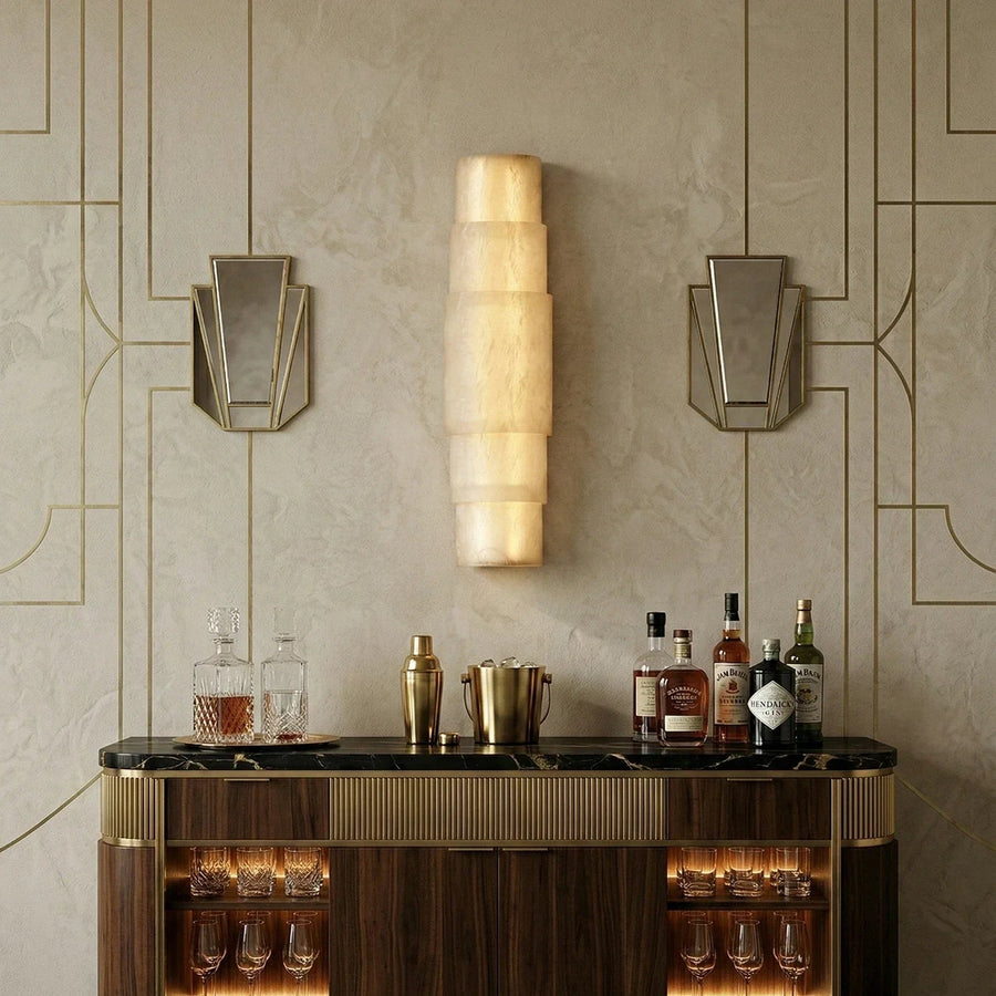 Layer Stacked Wall Light in alabaster for Hallway by AUVIELIGHT