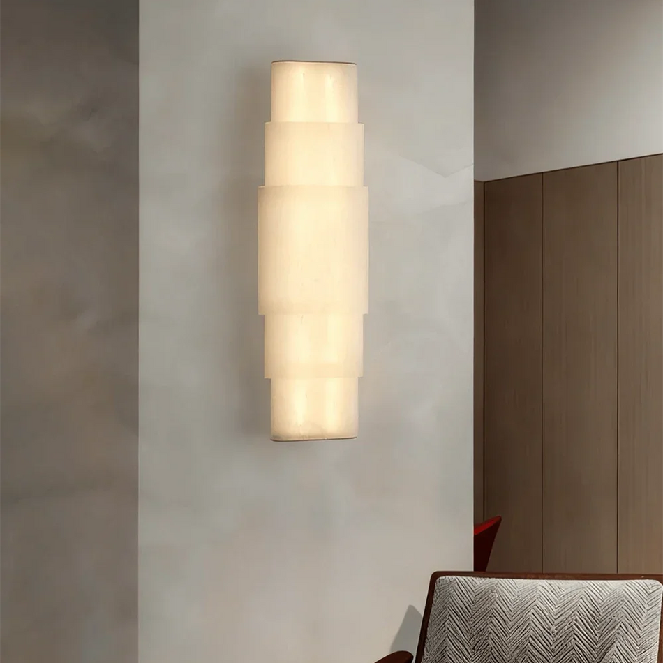 Layer Stacked Wall Light in alabaster for Hallway by AUVIELIGHT