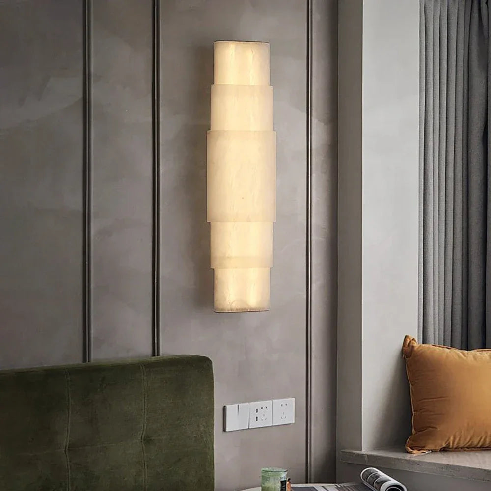 Layer Stacked Wall Light in alabaster for Hallway by AUVIELIGHT