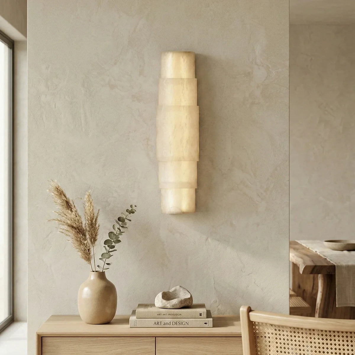 Layer Stacked Wall Light in alabaster for Hallway by AUVIELIGHT