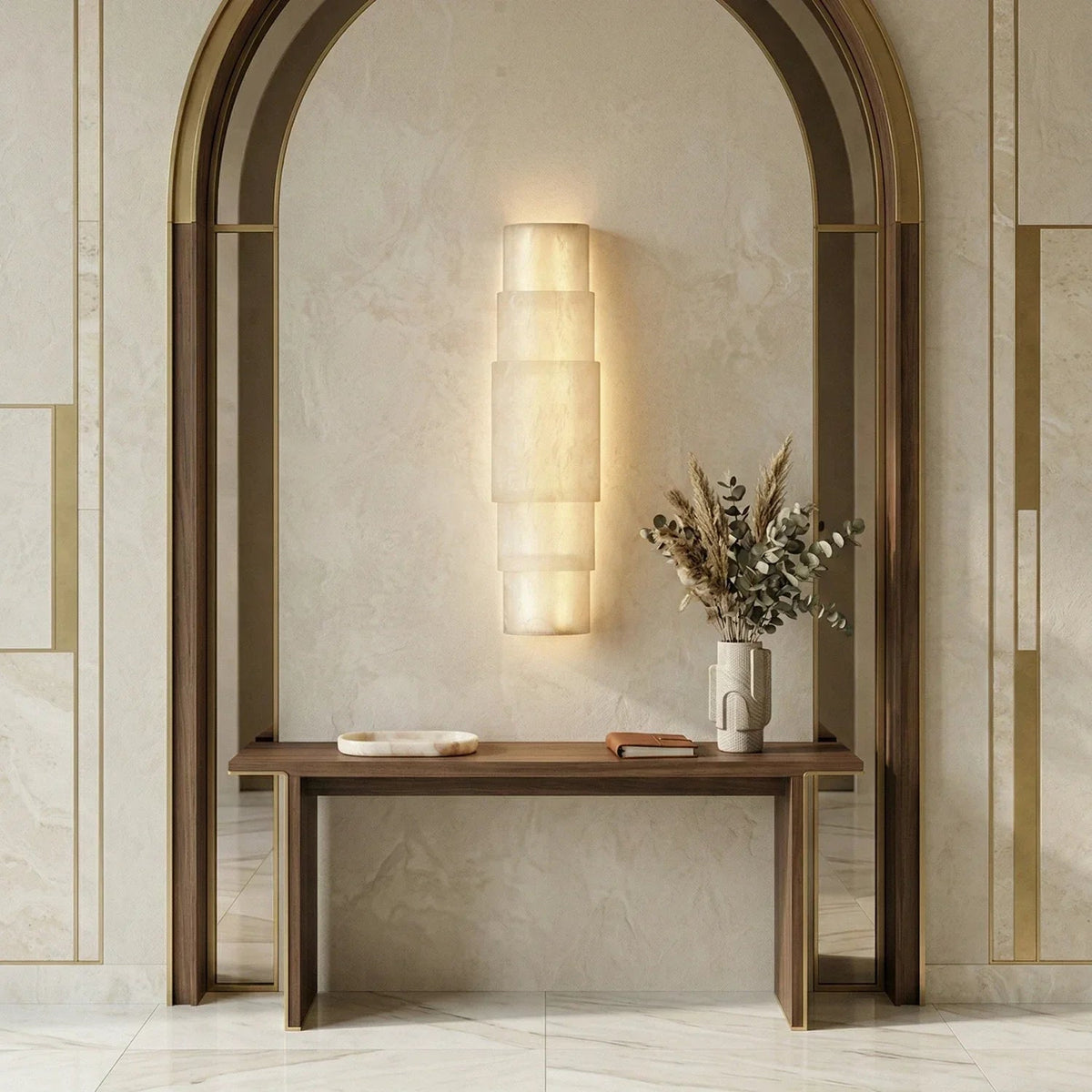 Layer Stacked Wall Light in alabaster for Hallway by AUVIELIGHT