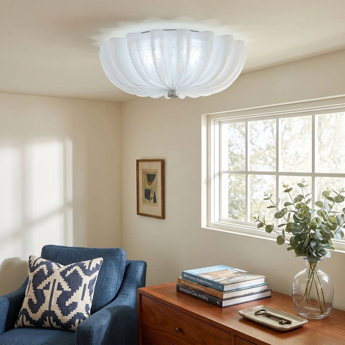 Fluted Flush Mount in glass for Low Ceilings by AUVIELIGHT