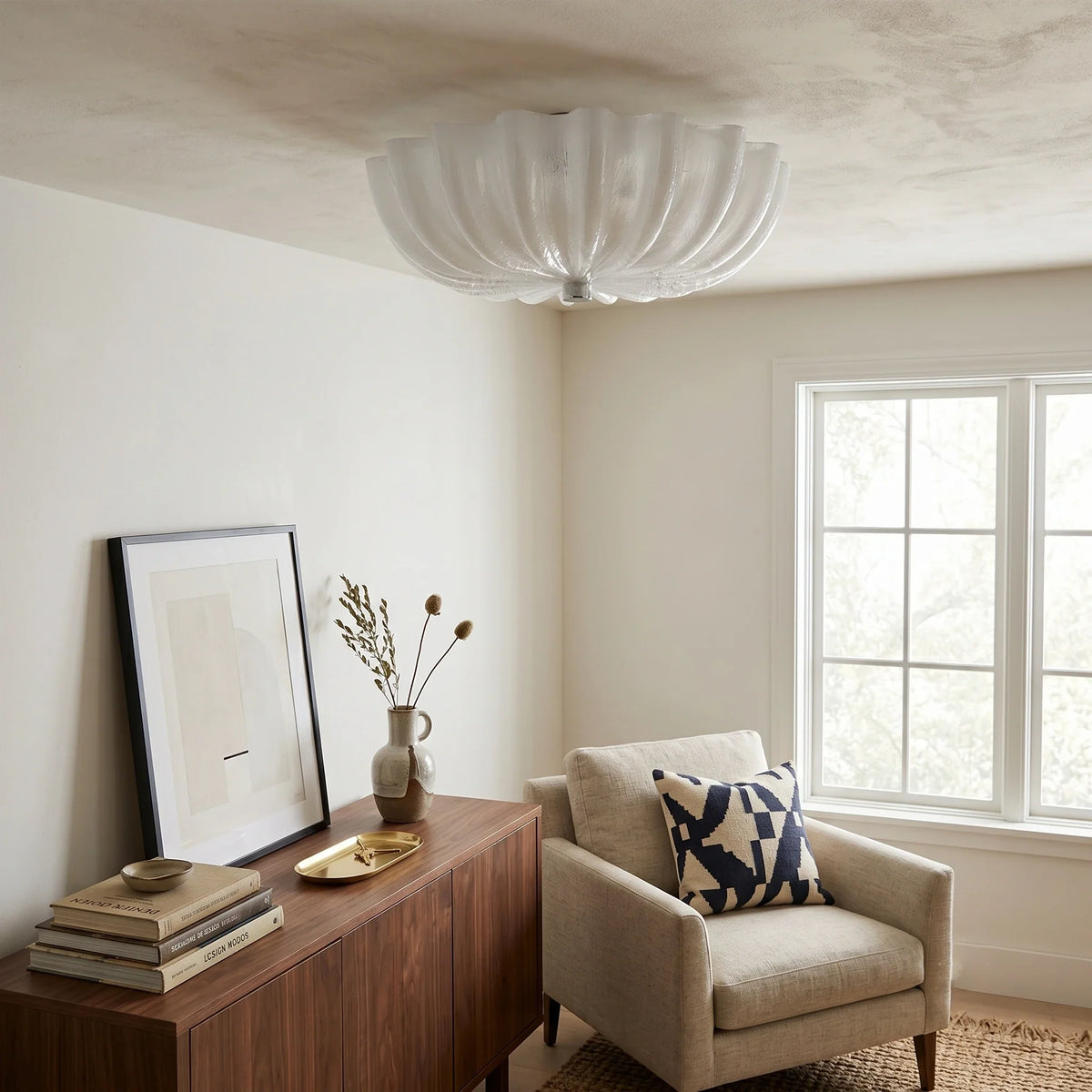 Fluted Flush Mount in glass for Low Ceilings by AUVIELIGHT
