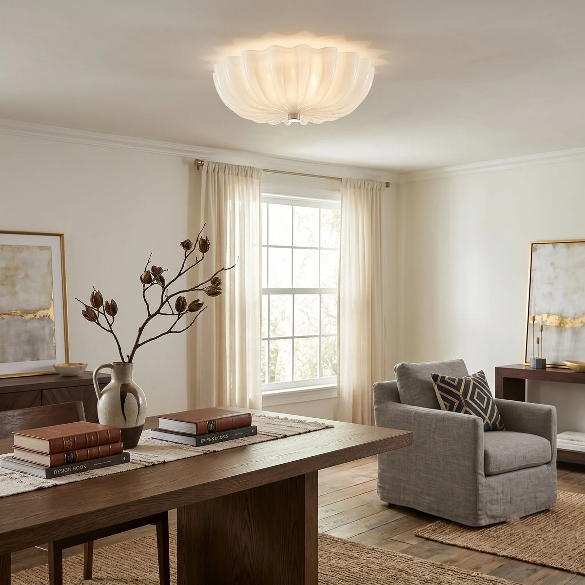 Fluted Flush Mount in glass for Low Ceilings by AUVIELIGHT