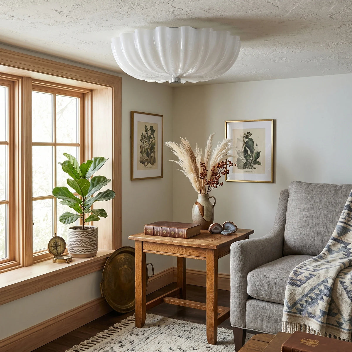Fluted Flush Mount in glass for Low Ceilings by AUVIELIGHT