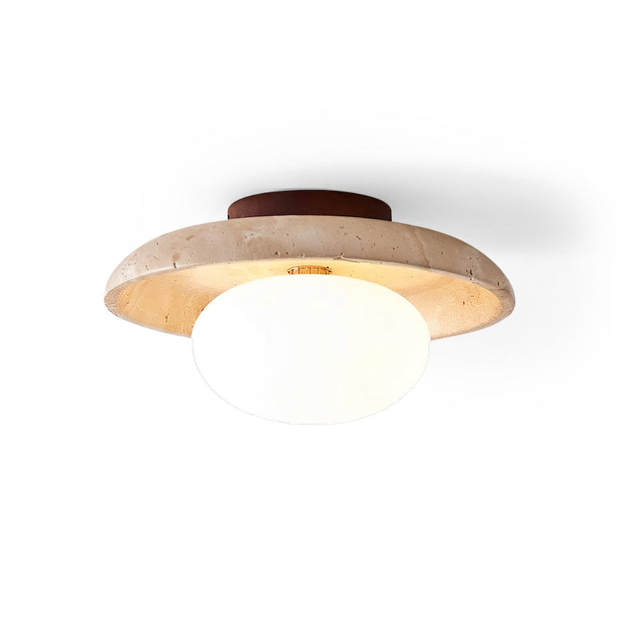 Mylie Ceiling Light for Living Room by AUVIELIGHT, Dia 25 cm × H 10 cm  /  ∅ 9.8″ × H 3.9″ / Yellow Travertine