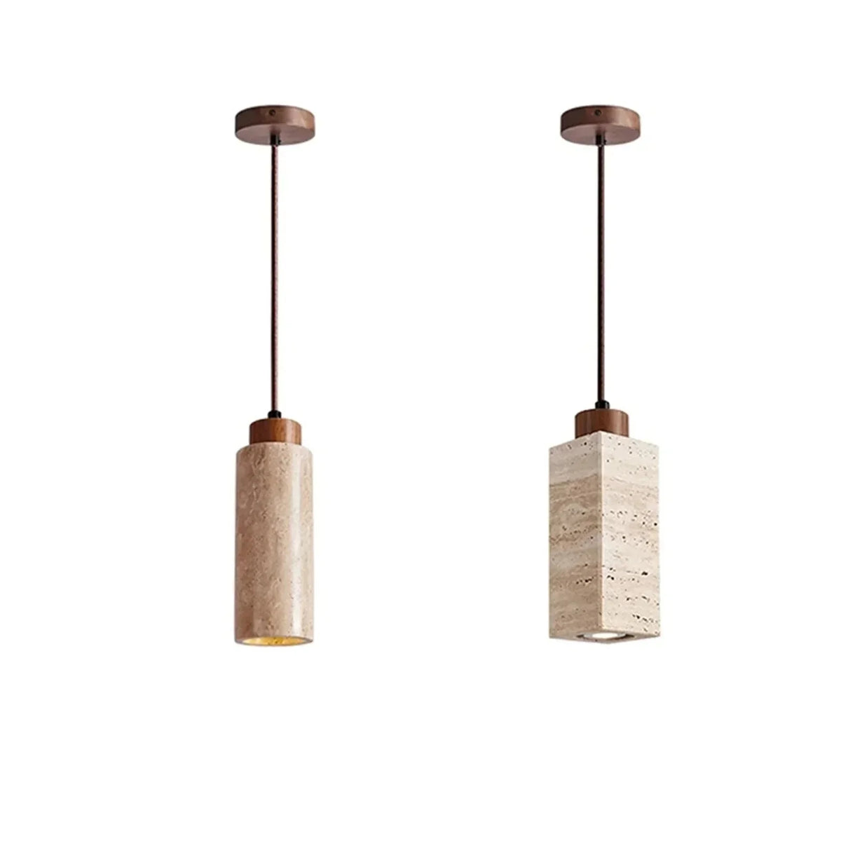 Modern Pendant Light in natural travertine for Kitchen Island by AUVIELIGHT