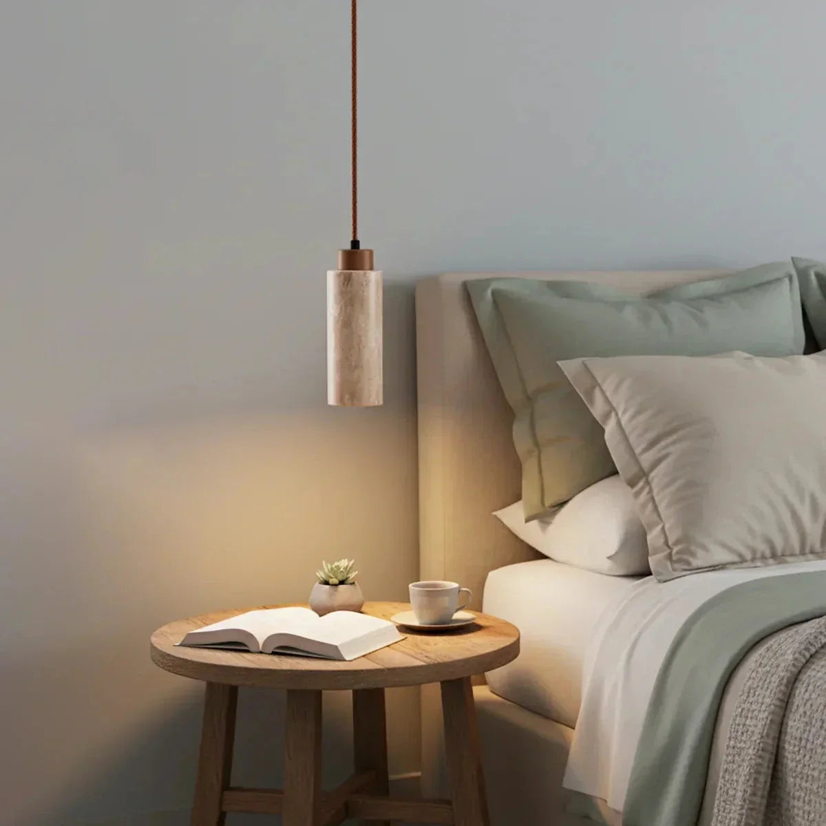 Modern Pendant Light in natural travertine for Kitchen Island by AUVIELIGHT