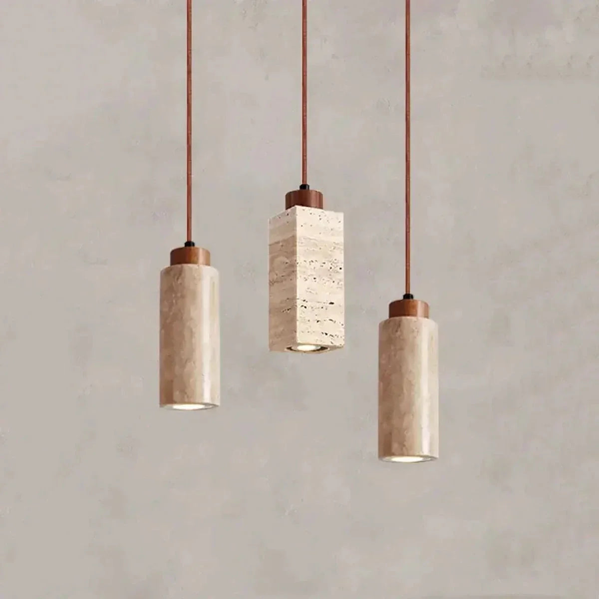 Modern Pendant Light in natural travertine for Kitchen Island by AUVIELIGHT