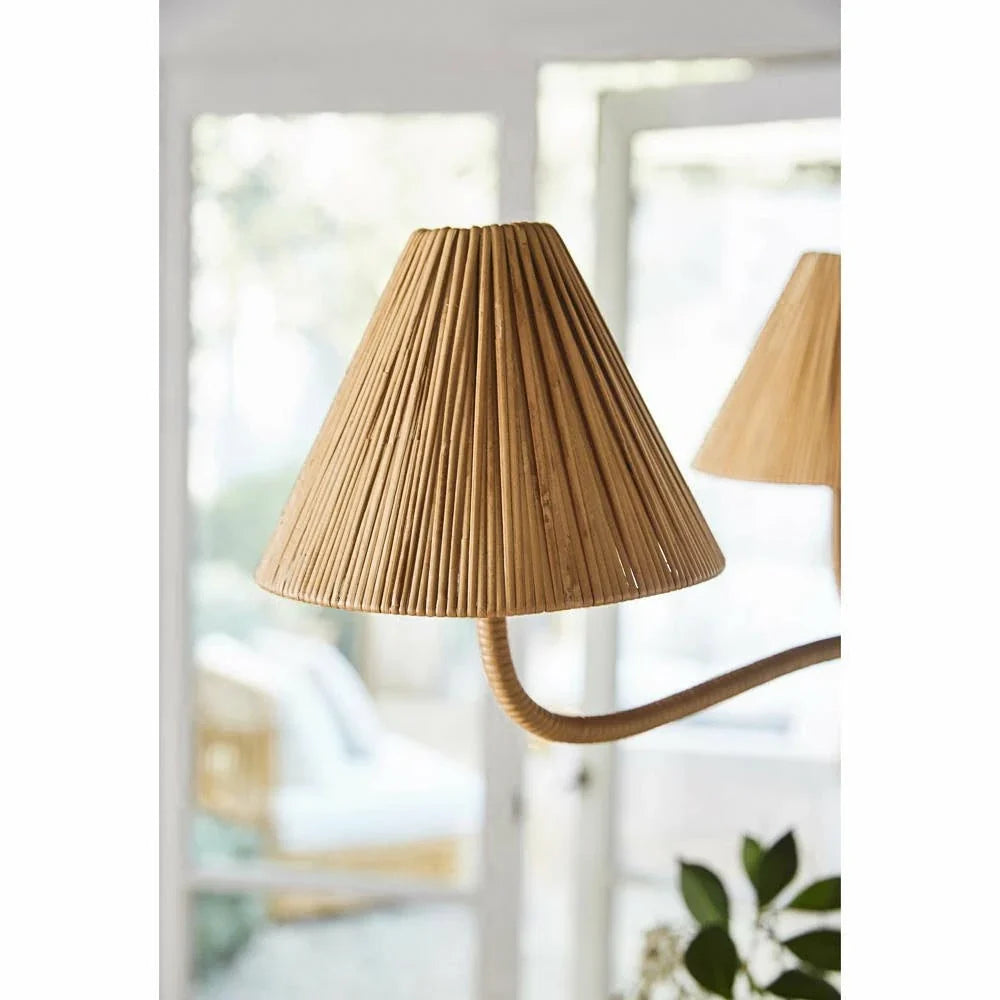 Pleated Chandelier in natural rattan for Dining Room by AUVIELIGHT