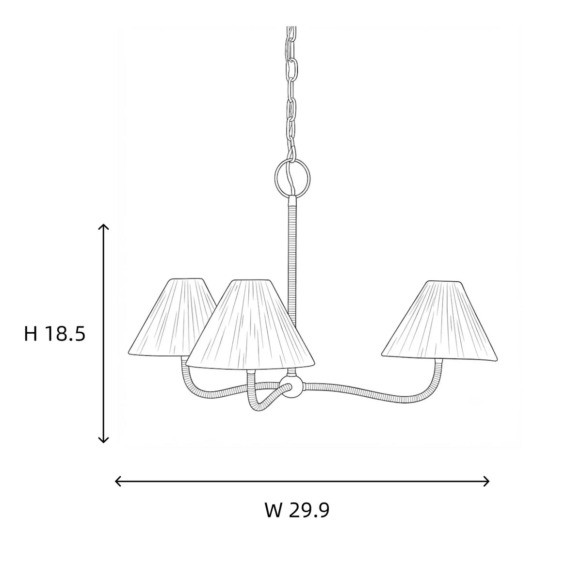 Pleated Chandelier in natural rattan for Dining Room by AUVIELIGHT