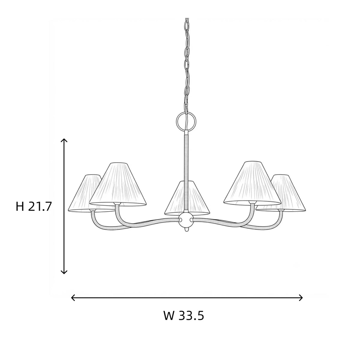 Pleated Chandelier in natural rattan for Dining Room by AUVIELIGHT