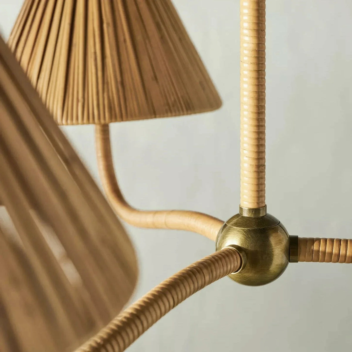 Pleated Chandelier in natural rattan for Dining Room by AUVIELIGHT