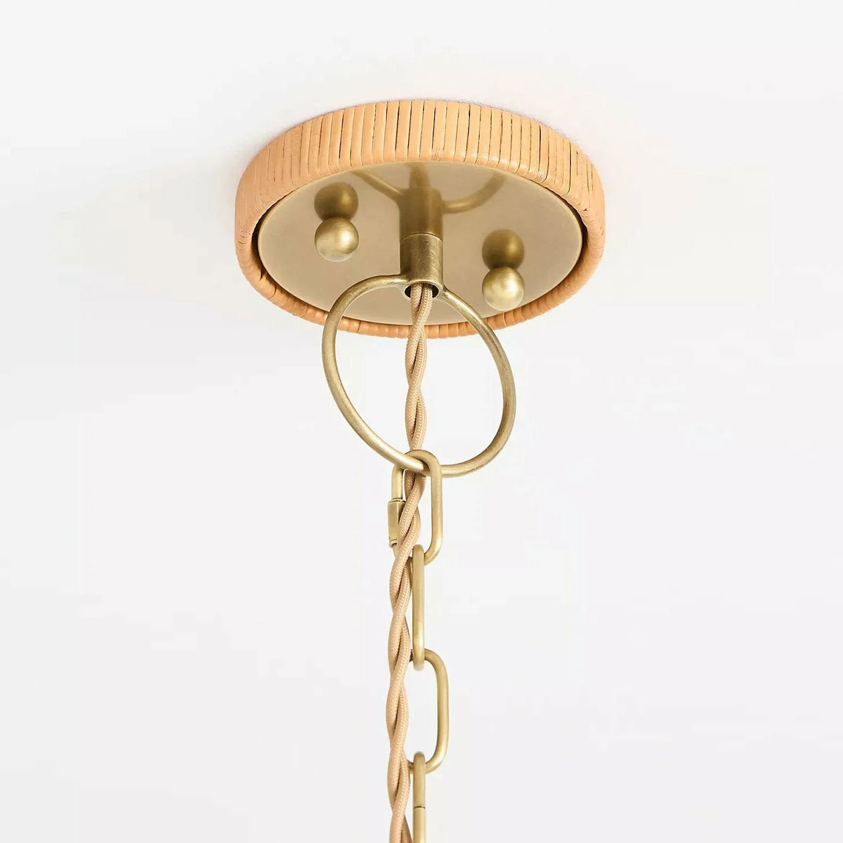 Pleated Chandelier in natural rattan for Dining Room by AUVIELIGHT