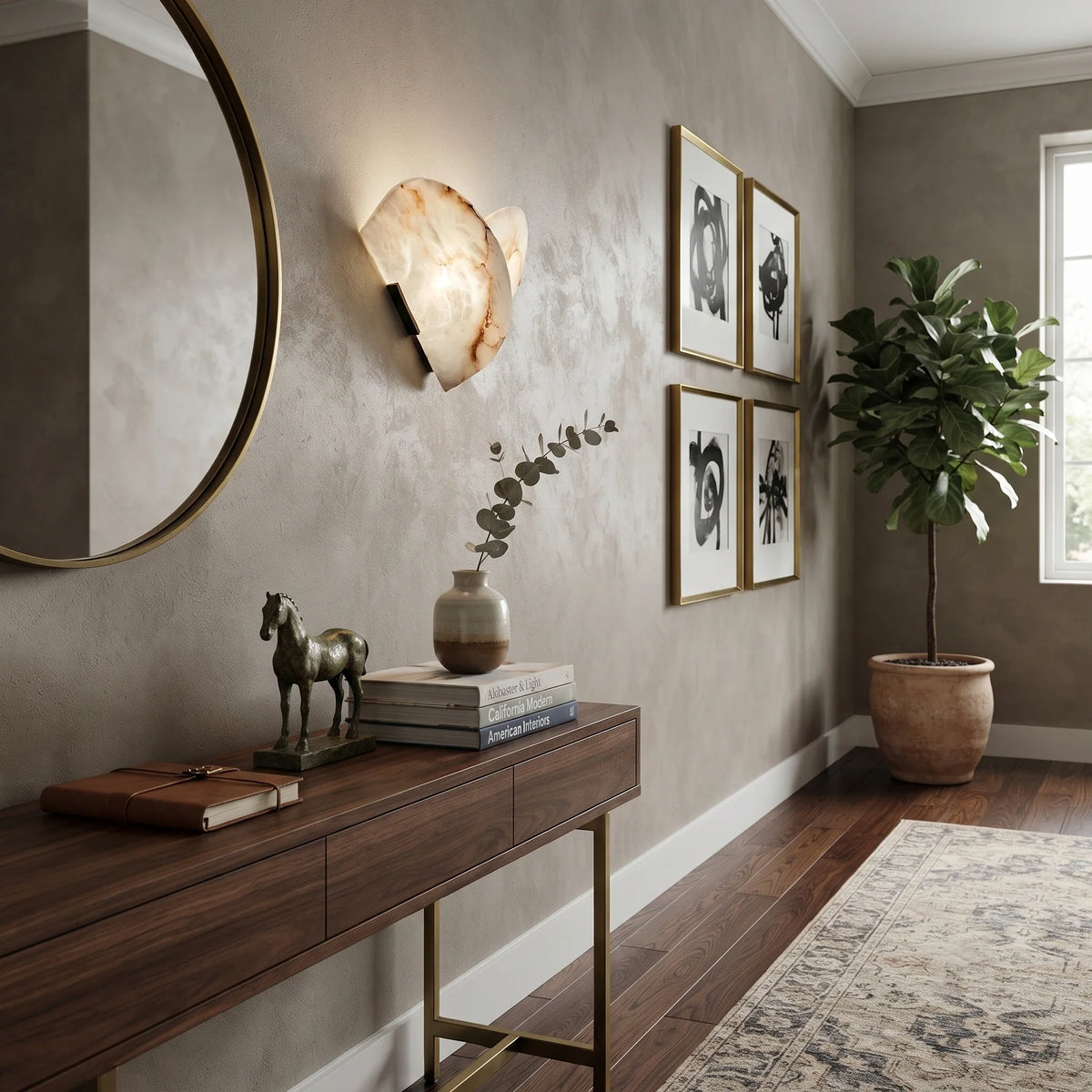 Layered Wall Light in natural stone for Hallway by AUVIELIGHT