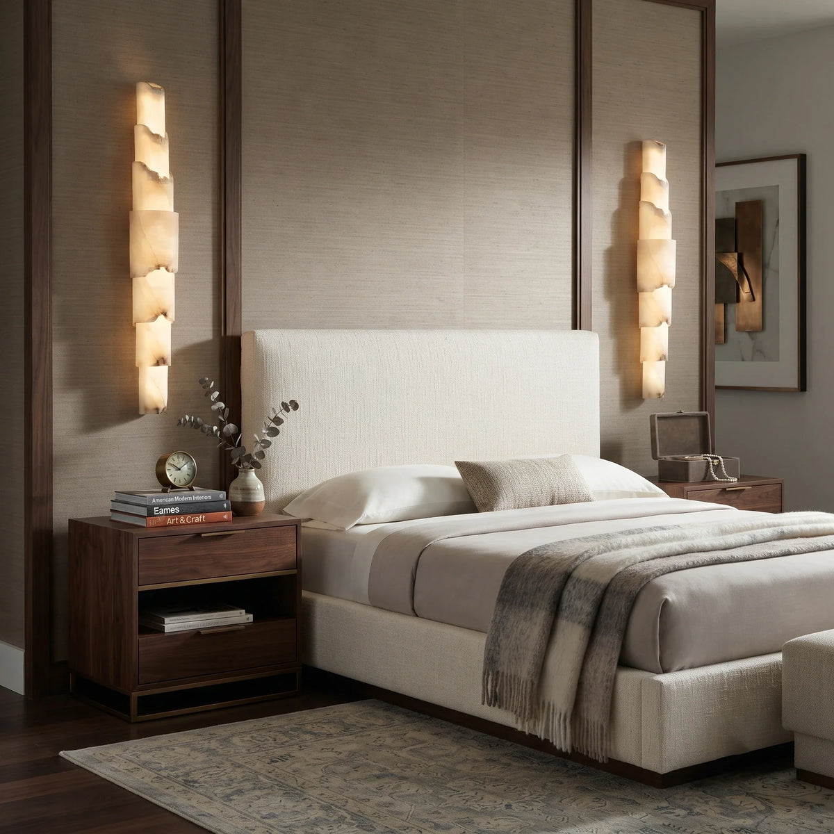 Veined Wall Light in natural alabaster for Hallway by AUVIELIGHT