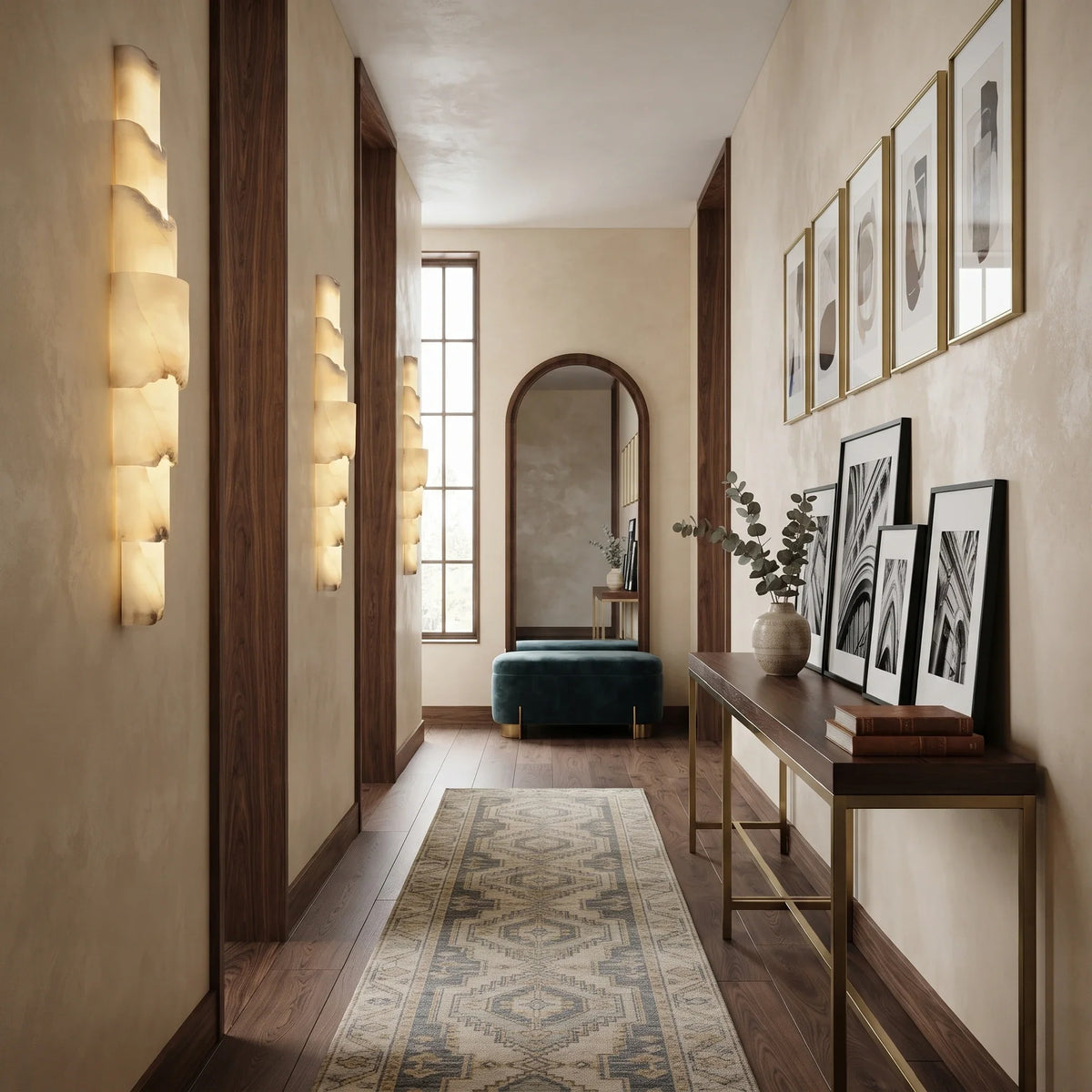 Veined Wall Light in natural alabaster for Hallway by AUVIELIGHT