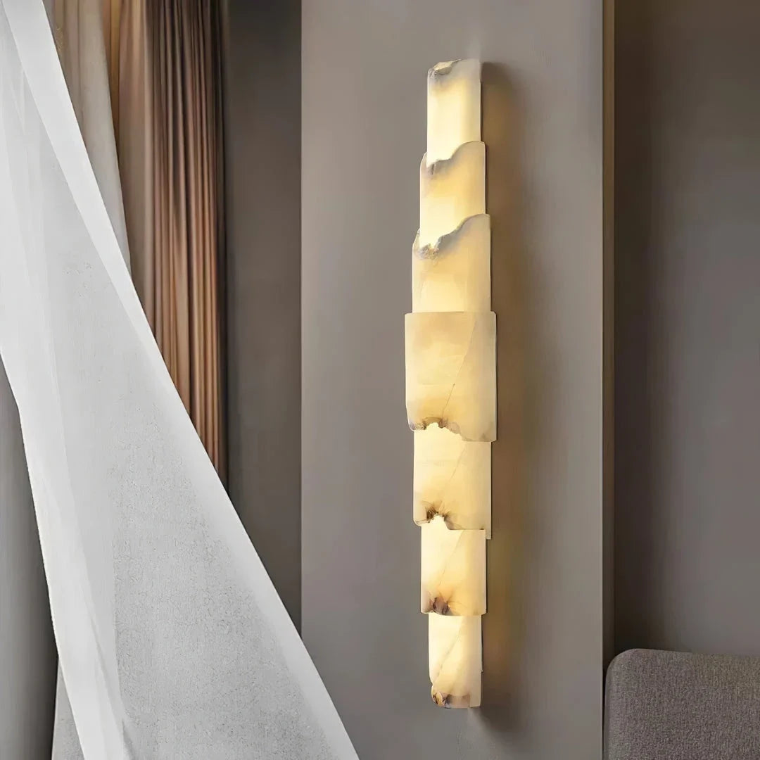 Veined Wall Light in natural alabaster for Hallway by AUVIELIGHT