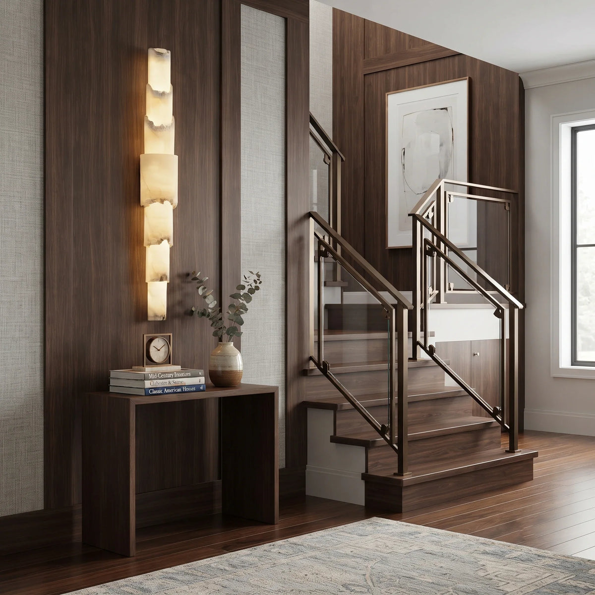 Veined Wall Light in natural alabaster for Hallway by AUVIELIGHT