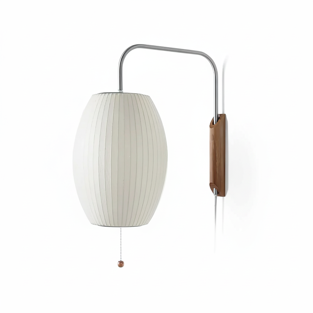 Nelson Ball Wall Sconce for Hallway by AUVIELIGHT, Dia 27 cm x H 36 cm / ∅ 10.6″ x H 14.2″ / Walnut Color & White / AU plug and 3 other sizes